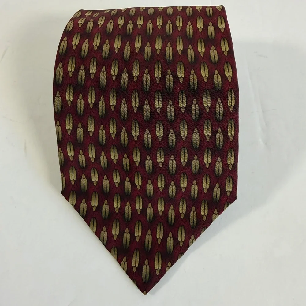 Ties to Nature Beetle Silk‎ Neck Tie Burgundy Gold Insect Bug Science Novelty